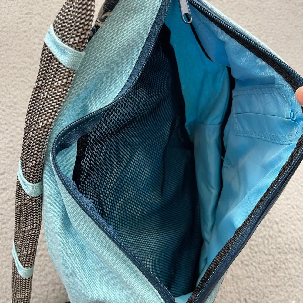 KAVU Rope Bag Crossbody Blue Ikat Canvas Sling Backpack Ergonomic Outdoor Bag
